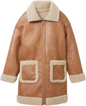 Reversible Shearling Coat Outerwear Coats Winter Coats Brun Tom Tailor*Betinget Tilbud