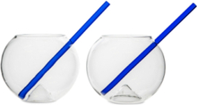 Glass With Straw Magaluf 2-Pack Home Tableware Glass Cocktail Glass Nude Byon