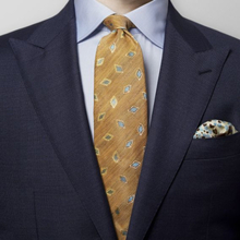 Eton Gul slips i siden & linne med geometriskt mönster