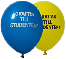 Studentballonger, gul & blå, 8-pack