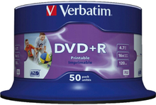 Verbatim DVD+R Wide Inkjet Printable No ID Brand, DVD+R, 120 mm, Tulostettava, Akseli, 50 kpl, 4,7 GB