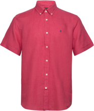 Douglas Bd Linen Shirt Ss Designers Shirts Short-sleeved Pink Morris