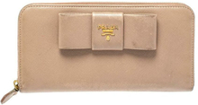 Pre-eide Saffiano Leather Bow Zip Around Wallet