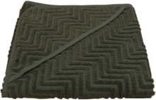 Bath Towel With Hood - Zigzag Dark Green Home Bath Time Towels & Cloths Towels Grønn Filibabba*Betinget Tilbud