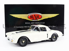 Samlarbil i miniatyr - REAL ART REPLICS 1/18 - CHEVROLET Corvette Cunningham - Le Mans 1960 - Vit / Blå - RAR18013