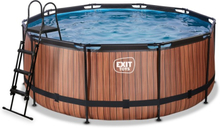 EXIT Wood pool 360x122cm med sandfilterpump (Brun)