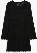 Long sleeved fine knit dress - Black