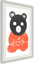 Plakat - Teddy Bear in Love - 40 x 60 cm - Hvid ramme med passepartout
