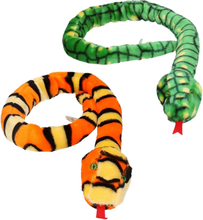 2x grote pluche slangen knuffels van 100 cm