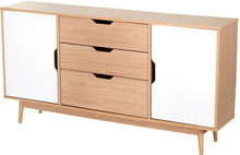 Mobiletto credenza con ante cassettiera design scandinavo legno rovere bianco