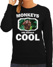 Dieren orangoetan sweater zwart dames - monkeys are cool trui
