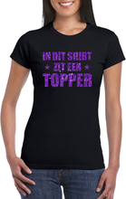 Toppers - In dit shirt zit een Topper in paarse glitters t-shirt dames zwart