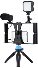 PULUZ PKT3095 Smartphone Vlog Live Streaming Video Rig Kit with Microphone + Tripod + Fill Light
