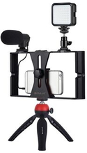 PULUZ PKT3095 Smartphone Vlog Live Streaming Video Rig Kit with Microphone + Tripod + Fill Light