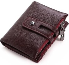 GUBINTU Genuine Leather Bi-fold Short Credit Card Holder Case with Buckle Closure for Men