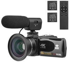 4K digitalt videokamera 3,0 tommer IPS berøringsskærm WiFi videokamera Bærbar DV-optager 56MP 18X di