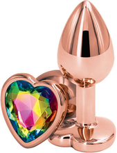 Rose Gold Rainbow Heart Small Analplugg i metall