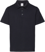 T Shirt Knitted Poloshirt Tops T-shirts Polo Shirts Short-sleeved Polo Shirts Navy Lindex