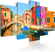 Billede - Waterfront in rainbow colors - 200 x 100 cm