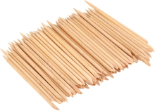100pcs Design Orange Holz Stick Cuticle Pusher Remover Maniküre Pflege professionelle Maniküre Zubehör-Tools