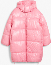 Oversized long puffer jacket - Pink
