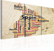 Billede - Spanien: text kort i farver af nationale flag - 120 x 60 cm