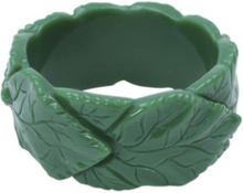 Carrie Carved Leaves Bangle Green