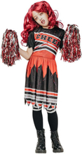 Zombie Cheerleader - Svart Cheerleader Kostymekjole til Barn 8-10 ÅR