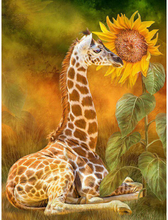 Full 5D DIY Diamond Painting Cross Stitch Sunflower och Giraffe Broderi Mosaic Rhinestone Heminredning