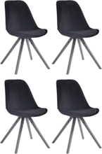 Set med 4 stolar Toulouse Velvet Rund gr� svart 56x48x84 svart sammet Tr�