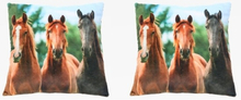 2x Sierkussentjes met paarden print 35 cm