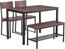 Set tavolo con panca e 2 sedie stile industriale in legno metallo nero e marrone