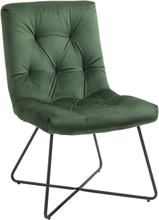 Sedia moderna imbottita in metallo nero e tessuto verde per soggiorno