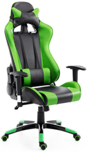 Poltrona da ufficio sedia gaming girevole reclinabile in ecopelle, nero e verde