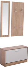 Set 3 pezzi scarpiera appendiabiti specchio da ingresso in legno