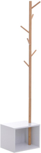 Appendiabiti scarpiera con 6 ganci in bambù bianco, 40x30x180cm