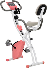 Cyclette pieghevole 2 in 1 resistenza regolabile elastici per braccia rosa