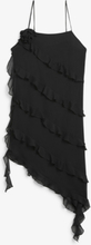 Ruffled midi slip dress - Black