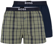 BOSS 2P Patterned Cotton Boxer Shorts EW Blå/Grønn bomull Medium Herre