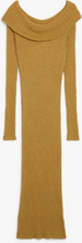 Fluffy knit long sleeve dress - Beige