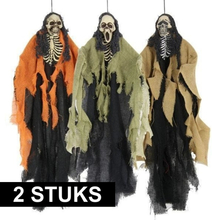 2x Horror skeletten hangdecoratie Halloween van 60 cm