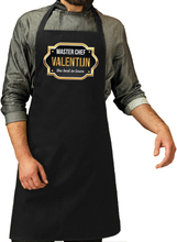 Naam cadeau master chef schort Valentijn zwart - keukenschort cadeau