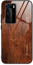 Wood Grain Pattern TPU+Tempered Glass Phone Shell for Huawei P40 Pro