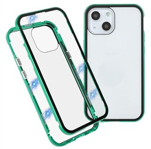 Drop and Shock Resistant Bright Double-sided Tempered Glass + Magnetic Metal Frame Phone Case for iP