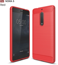 Nokia 5 Hülle - Carbonfaser SoftCase - rot
