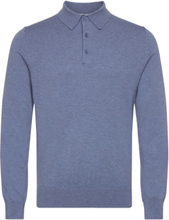 Knitted Polo Shirt Designers Knitwear Long Sleeve Knitted Polos Blue Filippa K