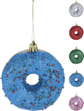 5x Kerstboomhangers kunststof donuts 8,5 cm kerstversiering