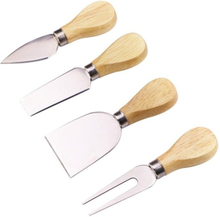 4pcs / Set Stainless Steel Cheese Knife Bamboo Handle Cheese Slicer Wood Handle Cheese Knives Set Cutter