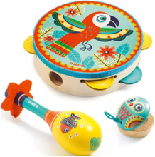 Set Of 3 Instruments: Tambourine, Maracas, Castanet Toys Musical Instruments Multi/patterned Djeco