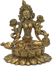 Groene Tara messing zittend op lotus - 15.5 - 1500 - Messing - Metaal